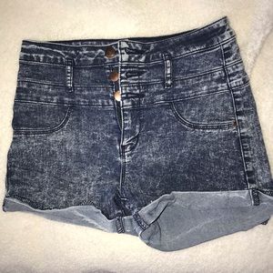 High waisted denim shorts